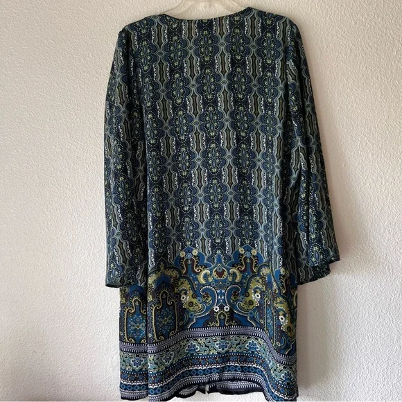 Ashley Stewart black & blue geometric design tunic Sz 14/16 - Picture 2 of 7